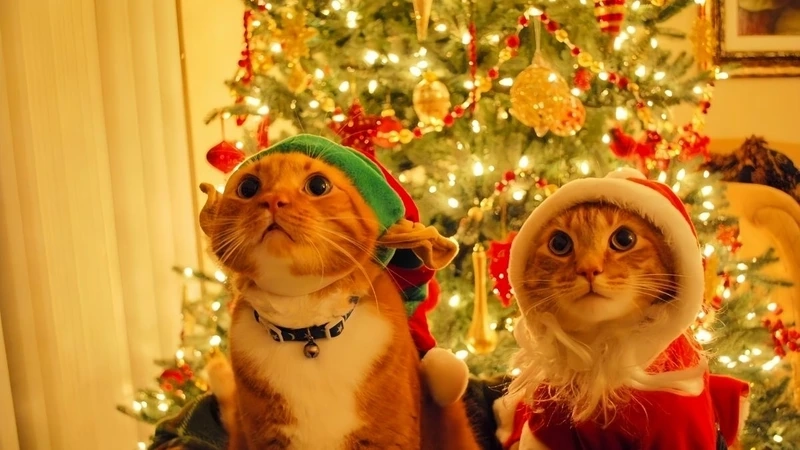 Chó noel meme là điểm nhấn dễ thương cho các bức ảnh lễ hội.