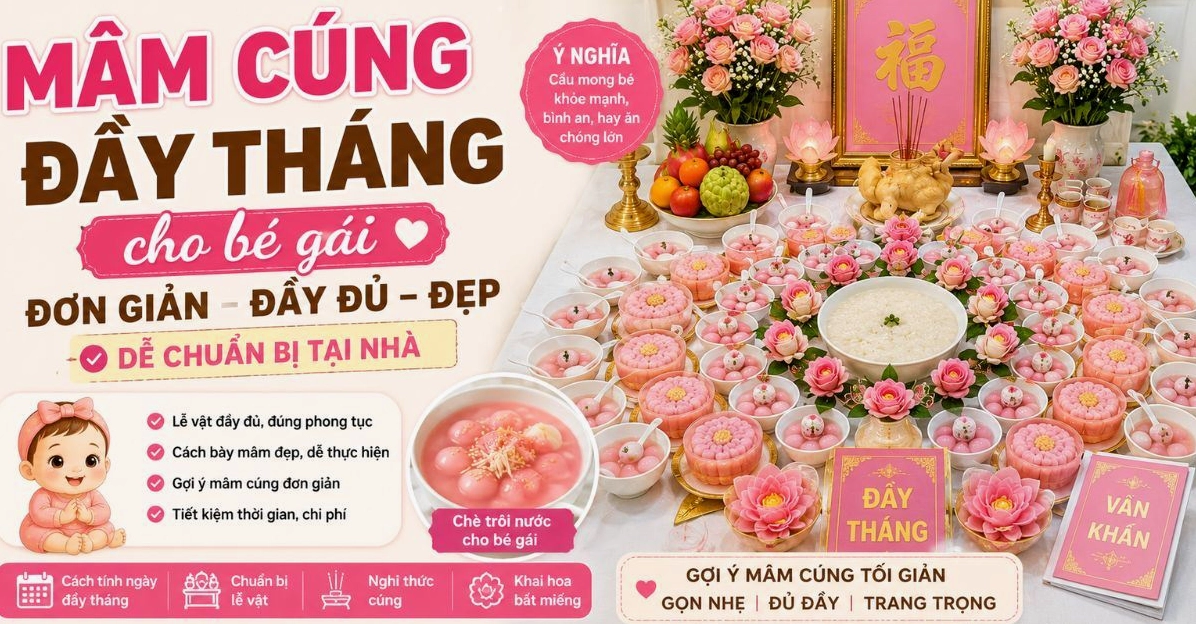 Mâm Cúng Đầy Tháng Cho Bé Gái Đơn Giản: Hướng Dẫn Chi Tiết & Ý Nghĩa