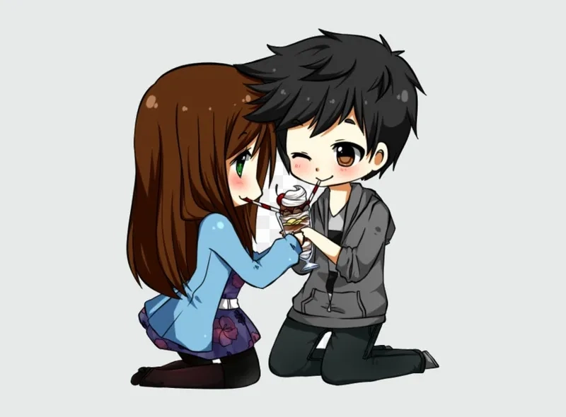 Tình yêu lãng mạn qua ảnh cặp đôi anime chibi cute rời cực chất